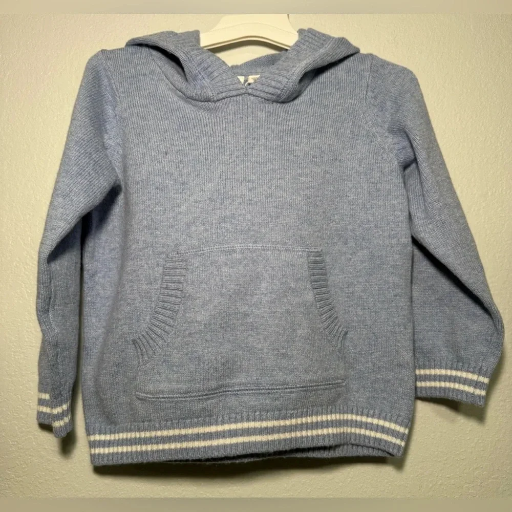 Janie and Jack Boys Girls Blue Striped Knit Hoodie Sweater Size 2T